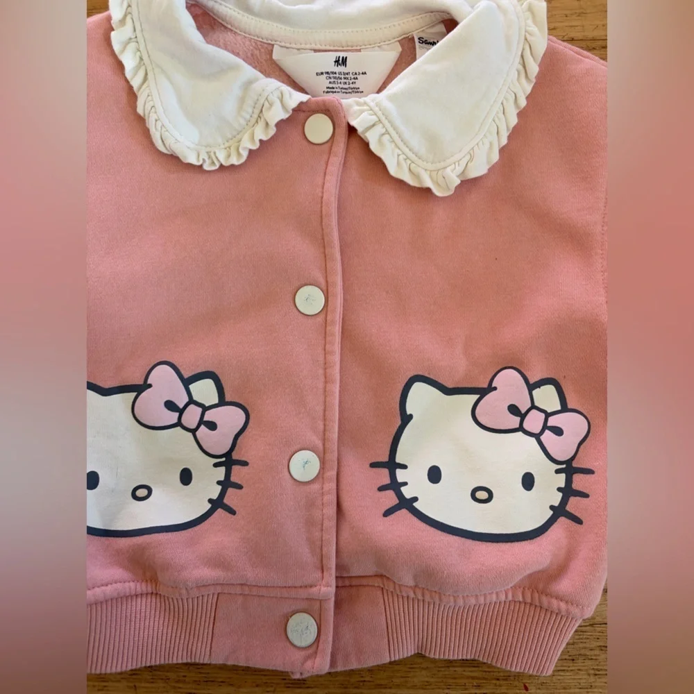 Hello kitty Peter Pan collar ruffle cardigan jacket pink size 3/4 H&M